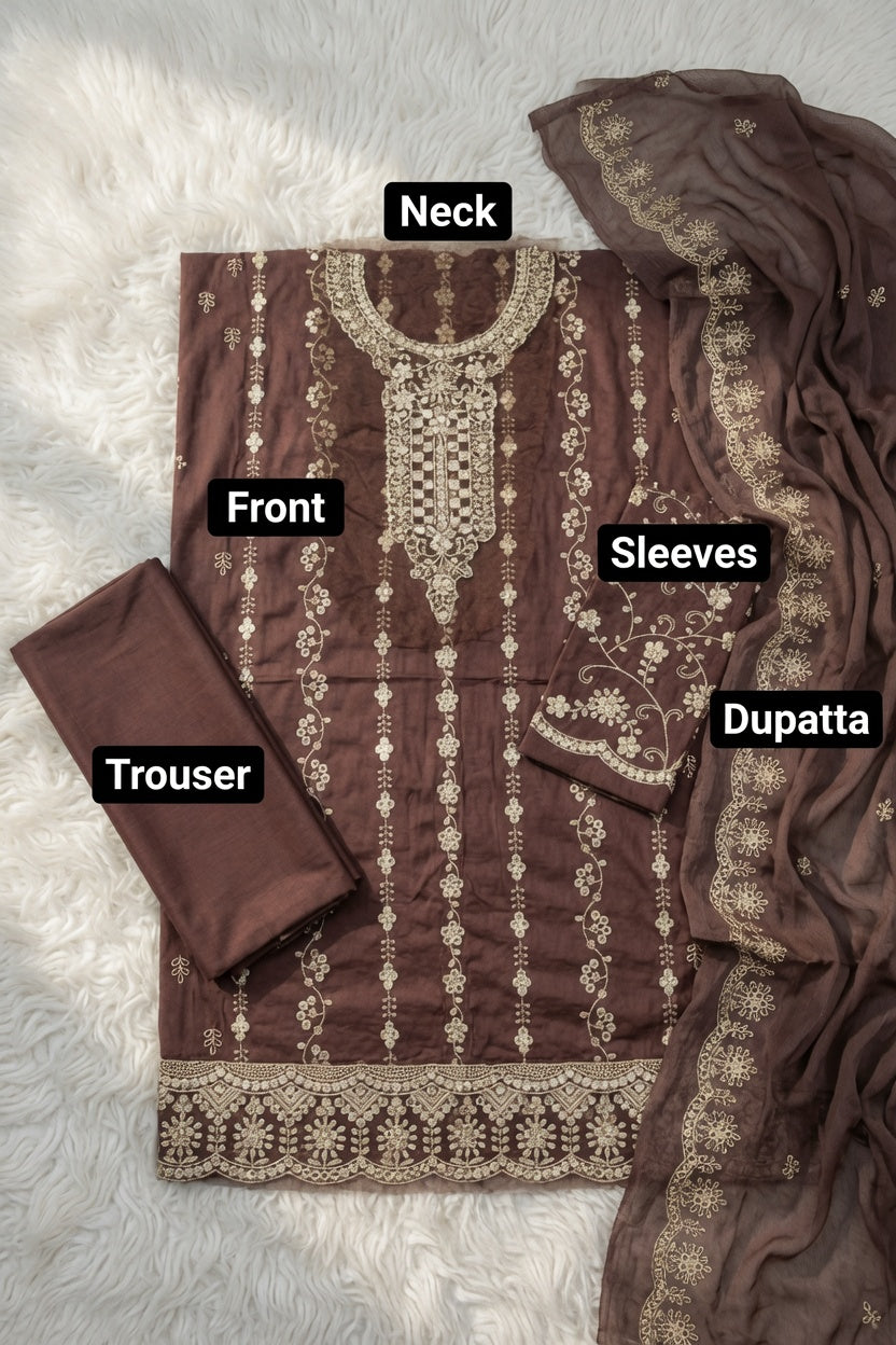 Morning Show Style 3 Piece Embroidered Suit