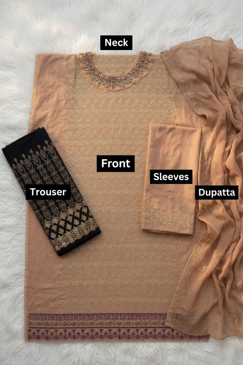 Morning Show Style 3 Piece Embroidered Suit