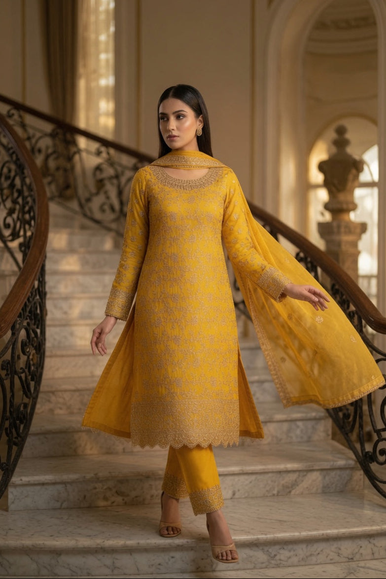 Morning Show Style 3 Piece Embroidered Suit