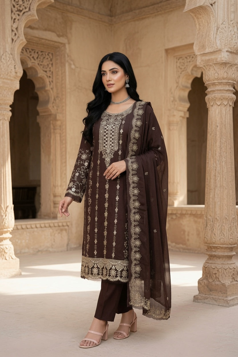 Morning Show Style 3 Piece Embroidered Suit