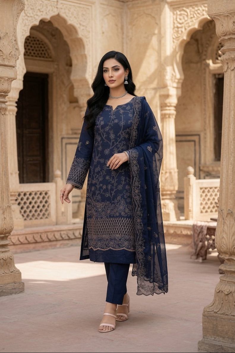 Morning Show Style 3 Piece Embroidered Suit
