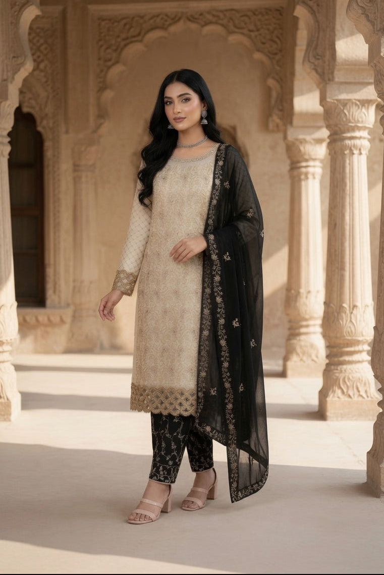 Morning Show Style 3 Piece Embroidered Suit