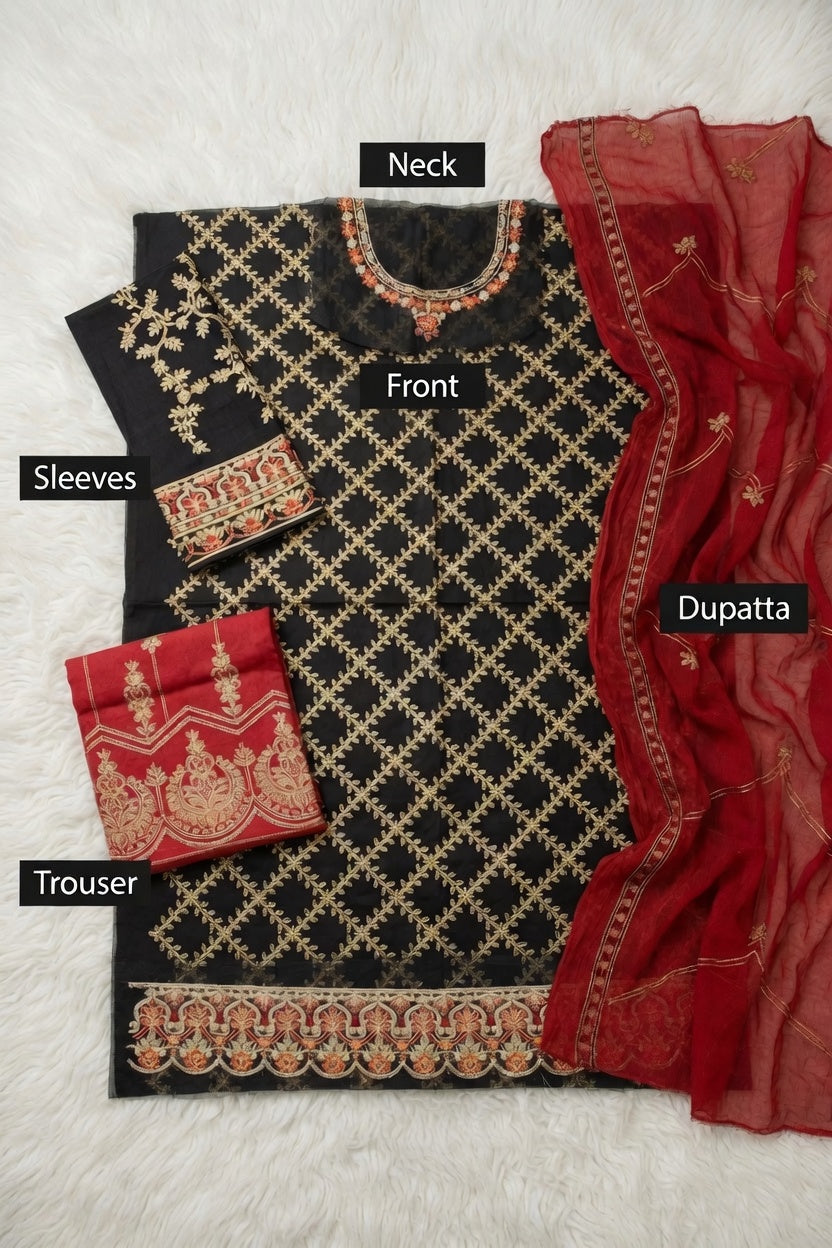 Morning Show Style 3 Piece Embroidered Suit