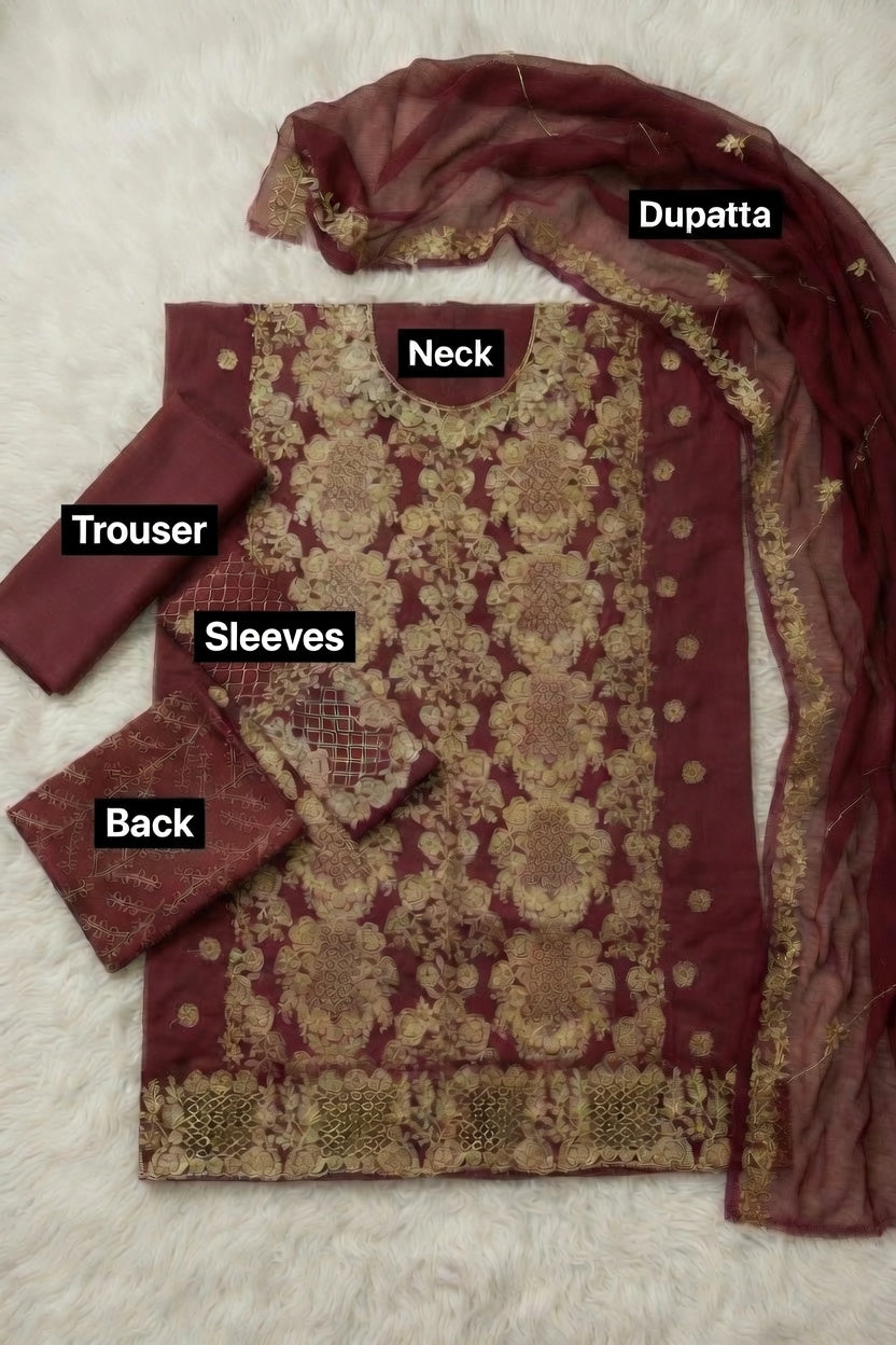 Morning Show Style 3 Piece Embroidered Suit