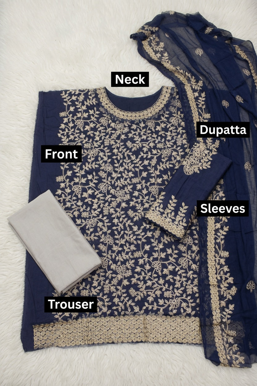 Morning Show Style 3 Piece Embroidered Suit